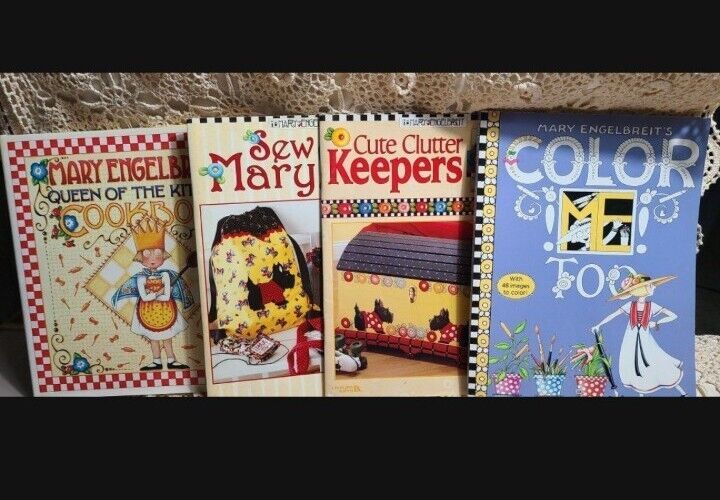 MARY ENGELBREIT Book Bundle Cookbook Coloring Book Painting Sewing Home Decor