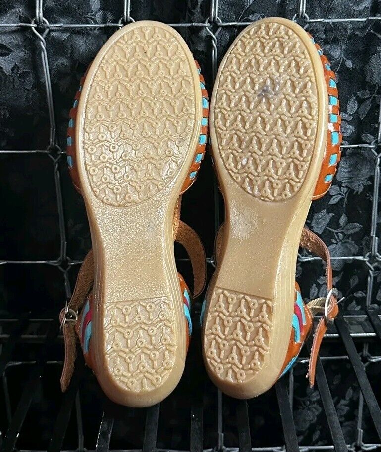 Sandy Exclusivas Womens Leather Mexican Huarache Ankle Buckle Sandal 26/US 9