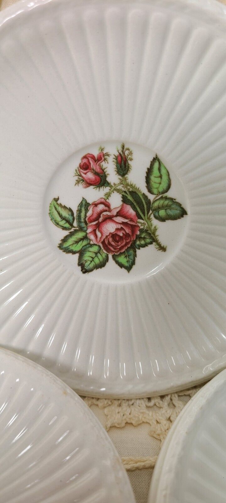 Moss Rose Wedgewood & Barlaston of Etruria Saucers Brown Back Stmp 11 in Lot