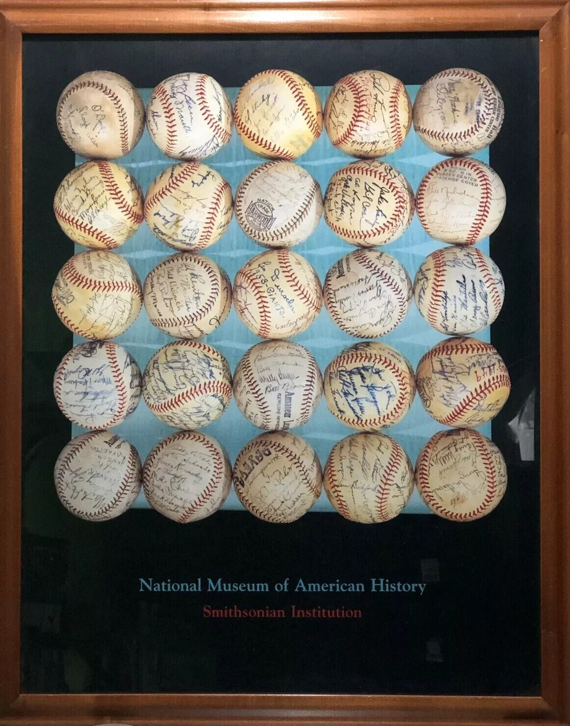 VTG 1995 Signed Baseballs Poster Smithsonian National History Museum Framed