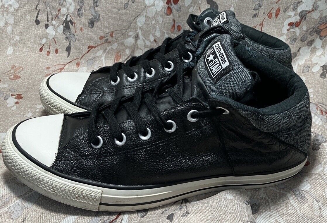Converse All Star Black Leather Sneakers MidTop Shoes 149426C Men Size 105