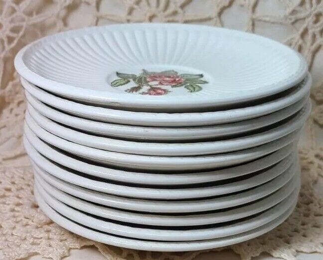 Moss Rose Wedgewood & Barlaston of Etruria Saucers Brown Back Stmp 11 in Lot
