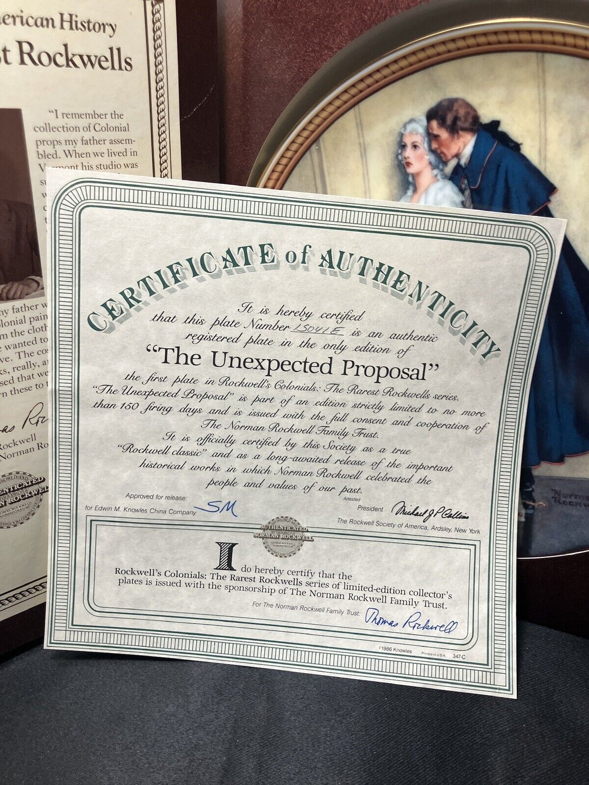 NORMAN ROCKWELL'S LIMITED EDITION "THE UNEXPECTED PROPOSAL" COLLECTORS PLATE