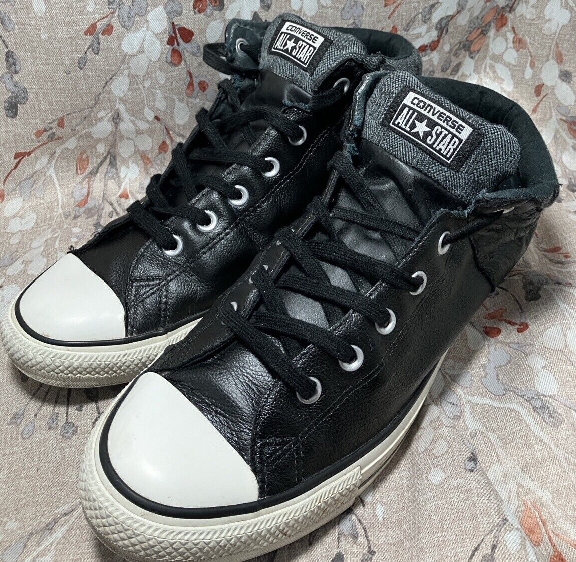 Converse All Star Black Leather Sneakers MidTop Shoes 149426C Men Size 105