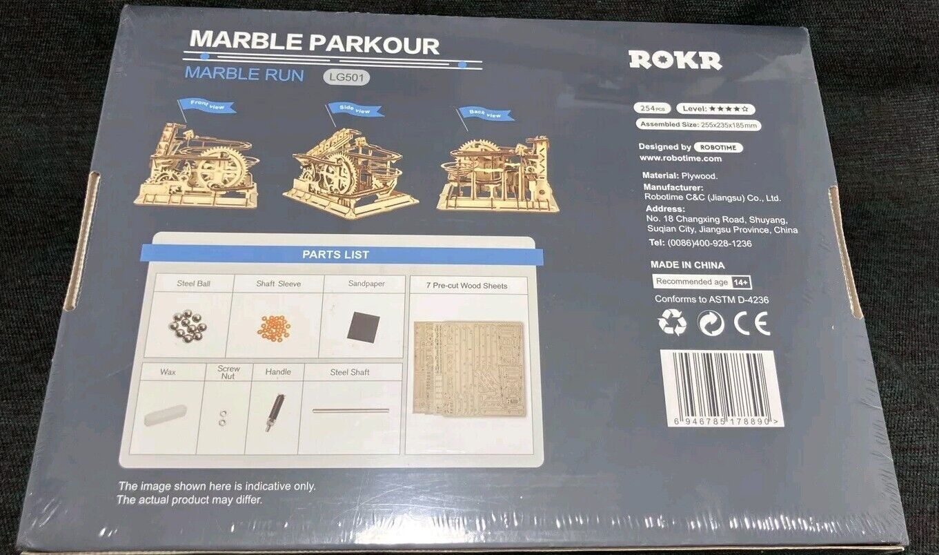 MARBLE PARKOUR Marble Run 3D Wooden Waterwheel Coaster ROKR LG501