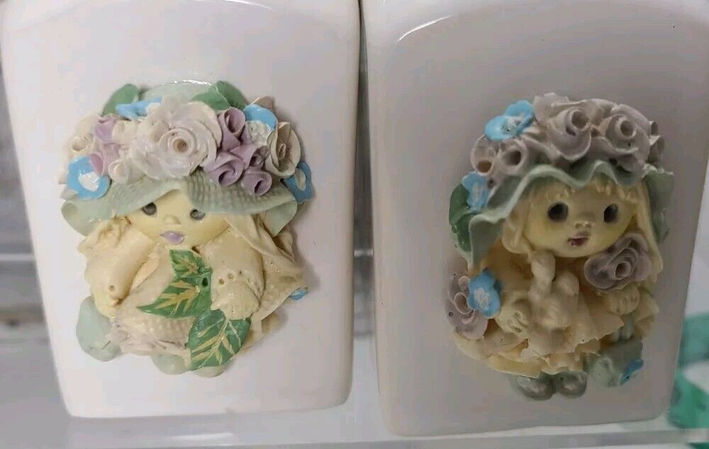 Vintage Herb Girl Spice Jars Tjitske van Nus Dutch Artist Handmade Polymer Clay