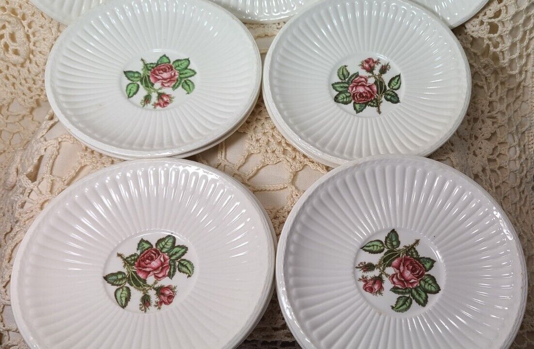 Moss Rose Wedgewood & Barlaston of Etruria Saucers Brown Back Stmp 11 in Lot