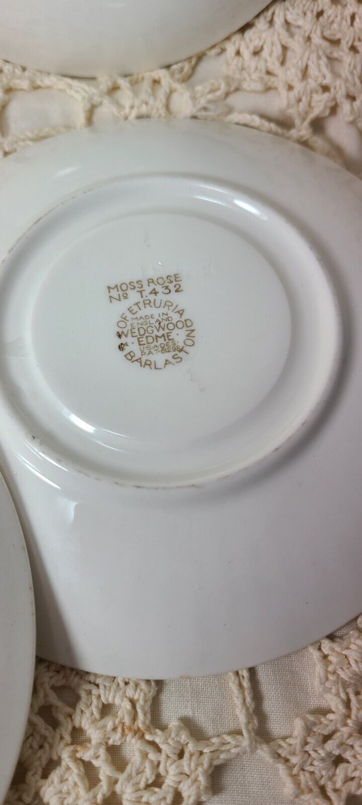 Moss Rose Wedgewood & Barlaston of Etruria Saucers Brown Back Stmp 11 in Lot