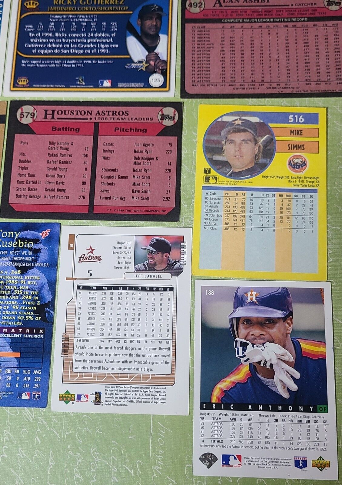 HOUSTON ASTROS Baseball Trading Cards Vintage Variety Mix of Years & Players