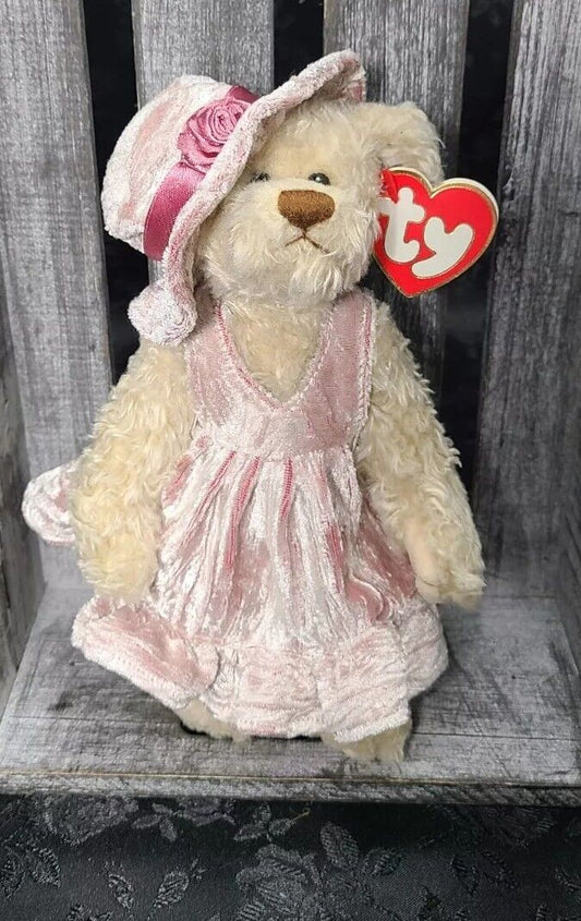 TY Attic Treasures Collection DARLENE Bear Velvet Dress & Hat 1993 Mint W/Tag