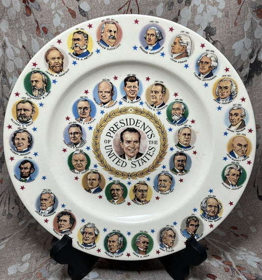 VINTAGE PRESIDENTS OF THE UNITED STATES PLATE NIXON president gold pictures