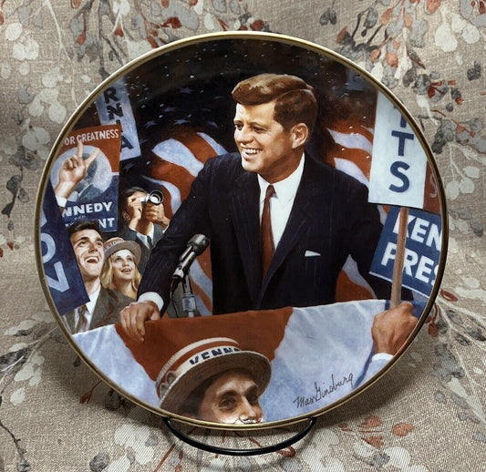 John F Kennedy Collector Plate “Poised For Victory” COA & Stand Included #1070
