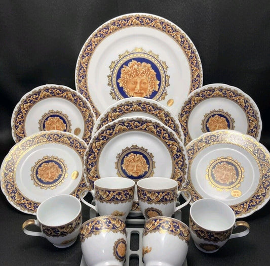 Rare 1969 Vintage T. Limoges Bacchus Design Depos Plates & Cups Italy 13 Pieces