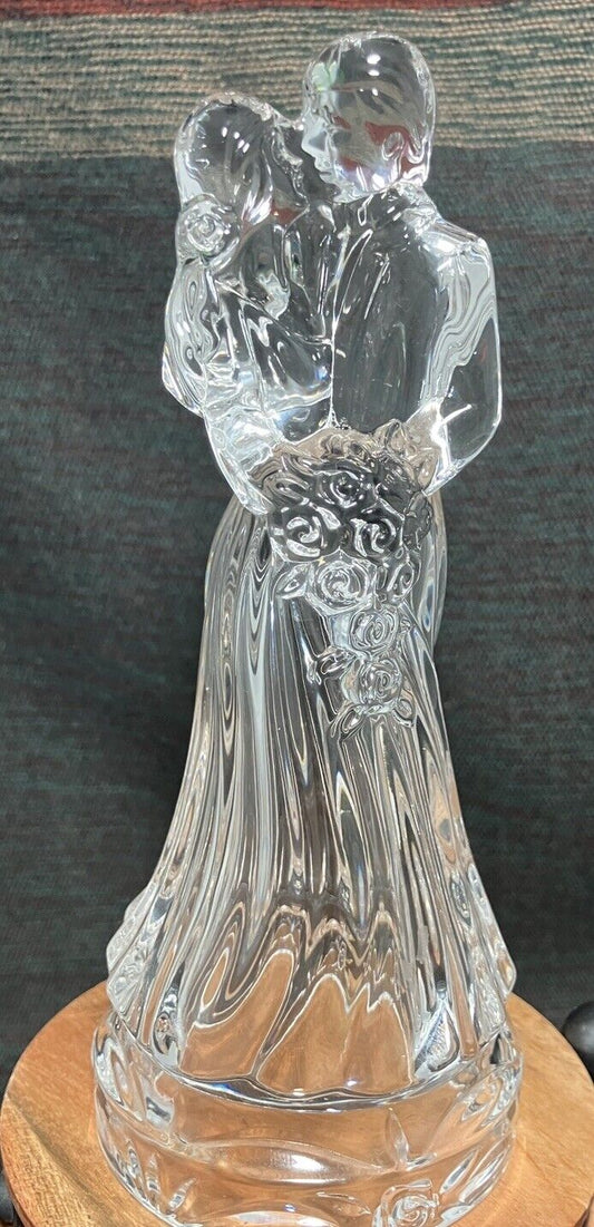 Princess House Crystal Bride and Groom Cake Topper 6.5" 24% lead Crystal
