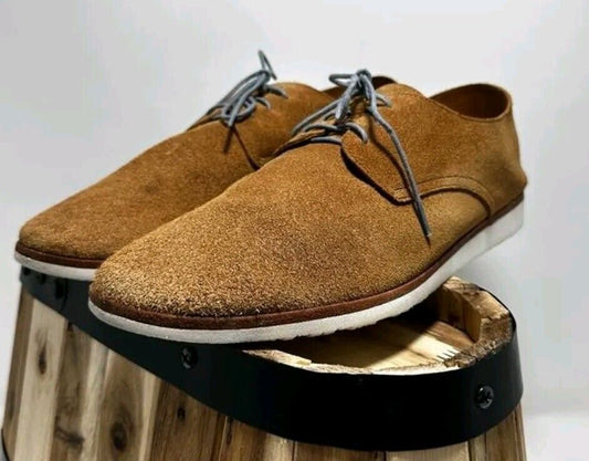 Nisola Sedona Lightweight Cognac Suede Leather Derby Shoe Made In Peru Size 9