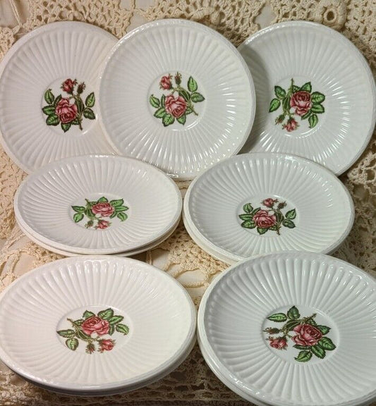 Moss Rose Wedgewood & Barlaston of Etruria Saucers Brown Back Stmp 11 in Lot