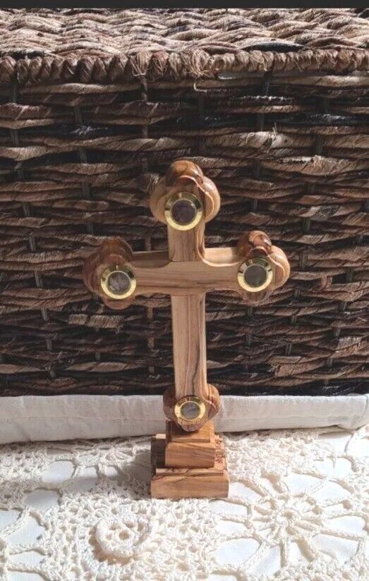 Olive Wood Standing Cross Elements from the Holy Land  Bethlehem