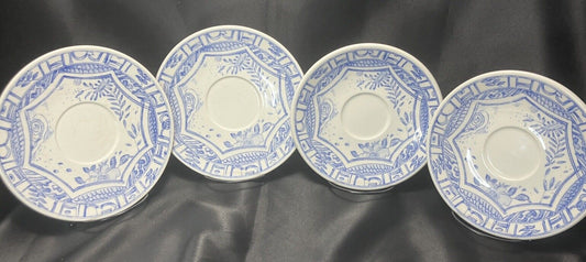 Gien Oiseau Bleu p Saucer Set  Of 4 RaRe