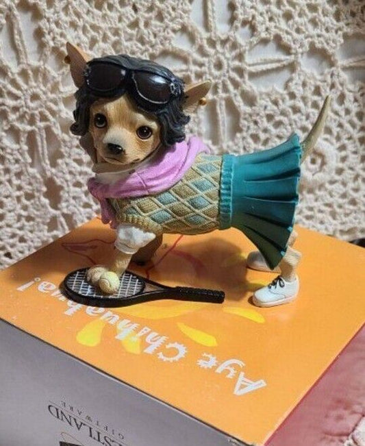Preppy: Tennis Player - Aye Chihuahua! Figurine Westland Giftware Hallmark NIB