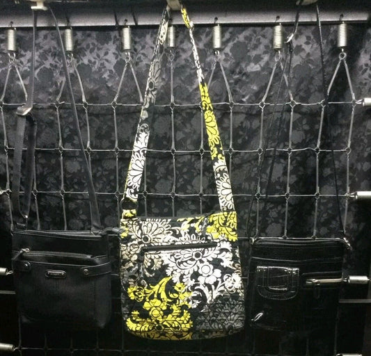 Lot of Three Crossbody Purses Bags For Women Vera Bradley Rosetti Black & Yellow