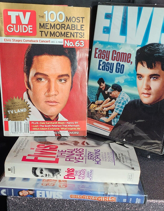Elvis Memorabilia Lot T.V. Guide, Paperback,  Easy Come, Easy Go, Girls Movie