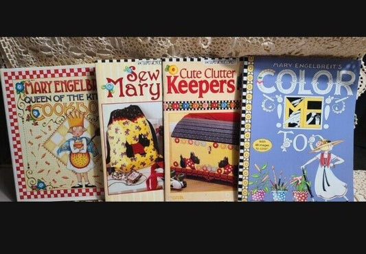 MARY ENGELBREIT Book Bundle Cookbook Coloring Book Painting Sewing Home Decor