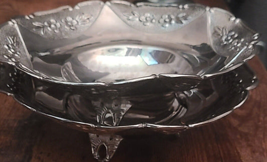 Vintage Godinger Silver Art Co Floral Footed Bowl 7" Set Of 2