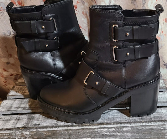 MARC FISHER LTD Womens Black Leather Boots With Heels